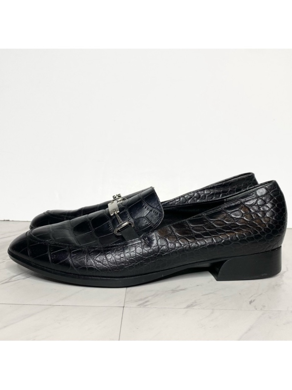 Munro Harrison Black Leather Crocodile Loafer 9M